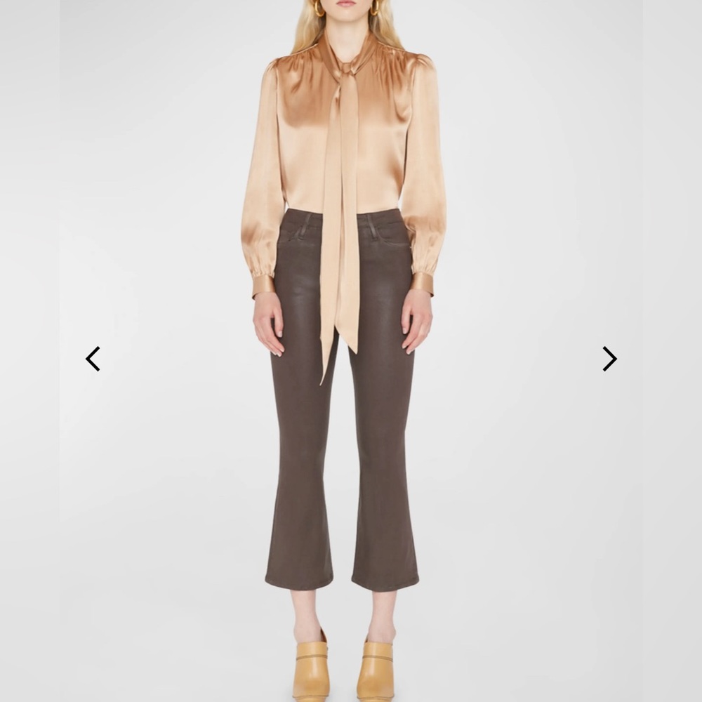 Frame coated espresso denim crop mini boot